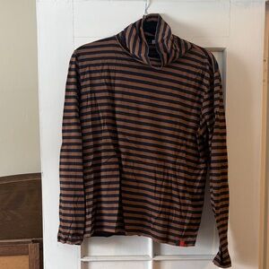 KULE Brown and Black Striped Long Sleeve Top